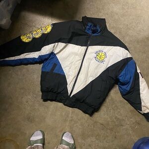 Vintage Golden State Warriors Pro Player Black and Blue Puffer Jacket